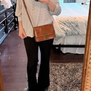 Patricia Nash Cognac Leather Crossbody with Antique Brass Lock